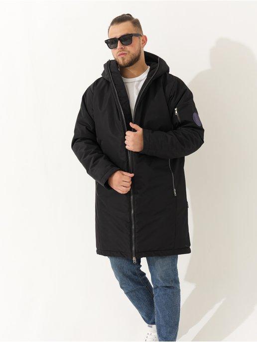 Куртка мужская зимняя с капюшоном удлиненная