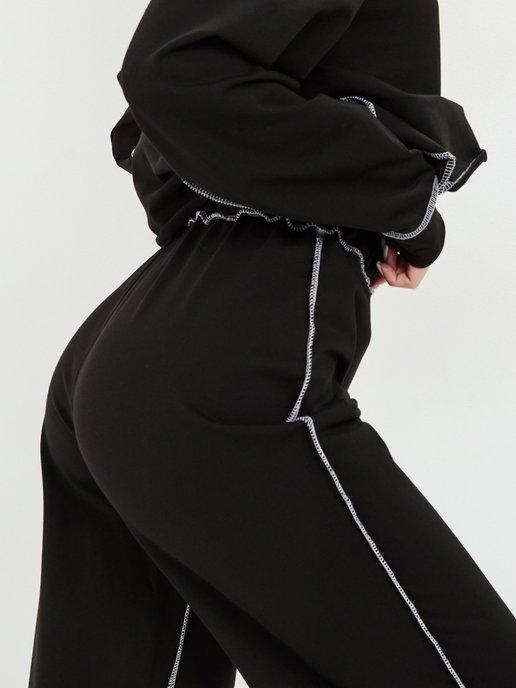 Спортивный костюм женский оверсайз летний черный