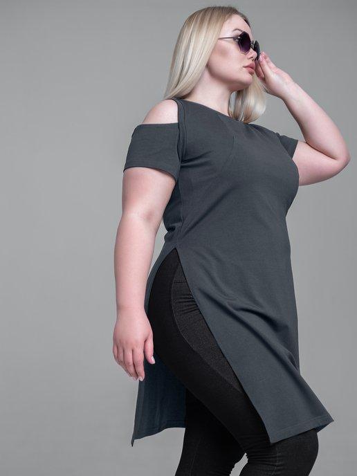 SKYTREND by YULIYA SKOPETS | Туника удлиненная с разрезами "Plus size"