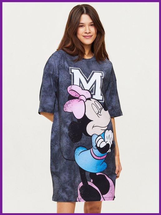 Платье футболка с принтом Минни Маус