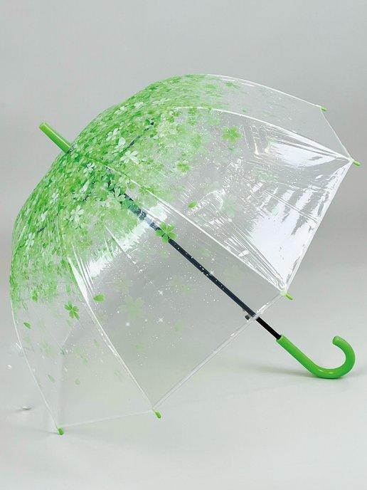 Зонт женский трость прозрачный полуавтомат