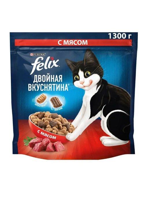 Сухой корм двойная вкуснятина для взрослых кошек 1,3 кг