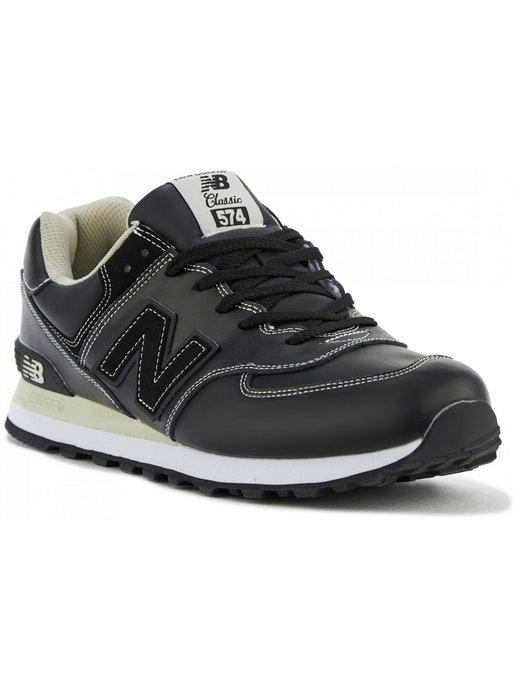 Кроссовки NB 574 Черные Кожа