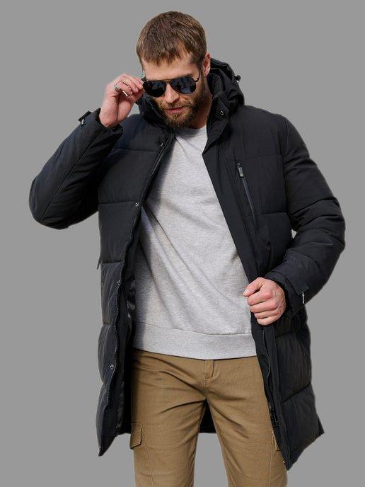 Куртка зимняя с капюшоном удлиненная пуховик