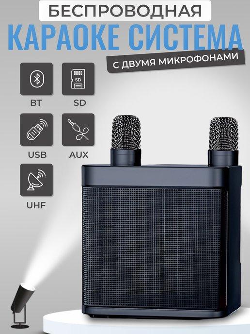 Караоке система, колонка с микрофонами Bluetooth, черная
