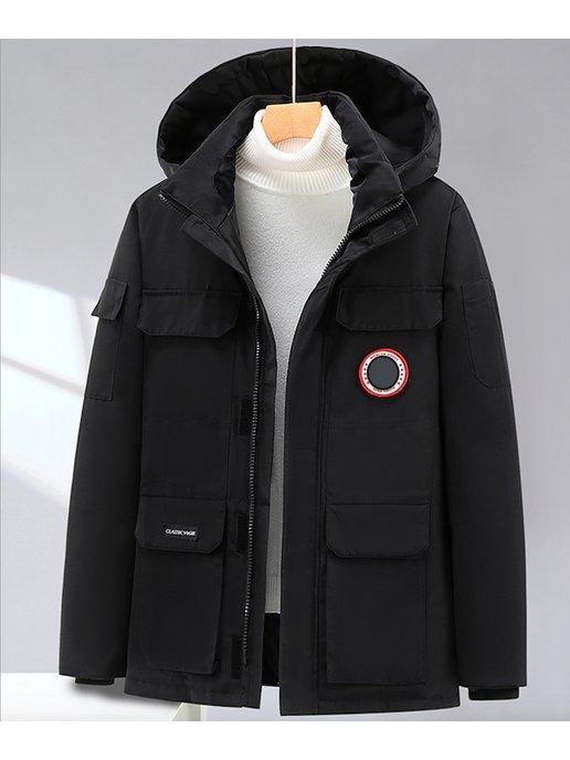 Куртка мужская зимняя с капюшоном пуховик черная