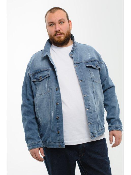 Куртка джинсовая с потертостями больших размеров Галион