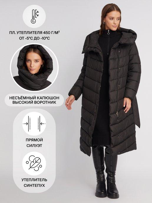 Женская куртка-пальто с поясом