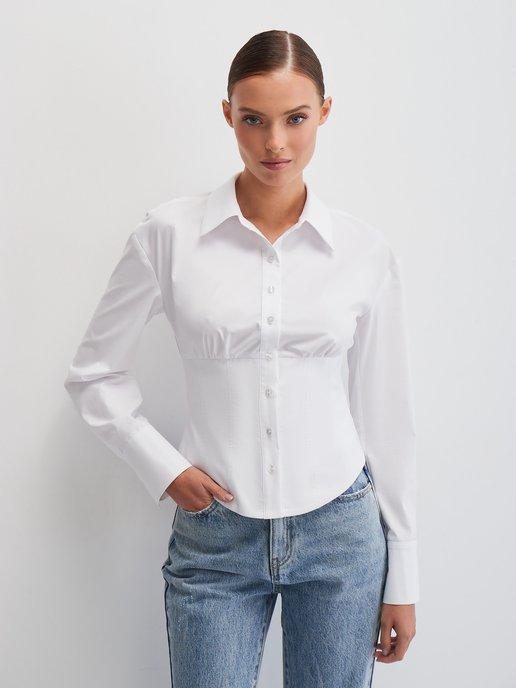 Блузка рубашка офисная с корсетом
