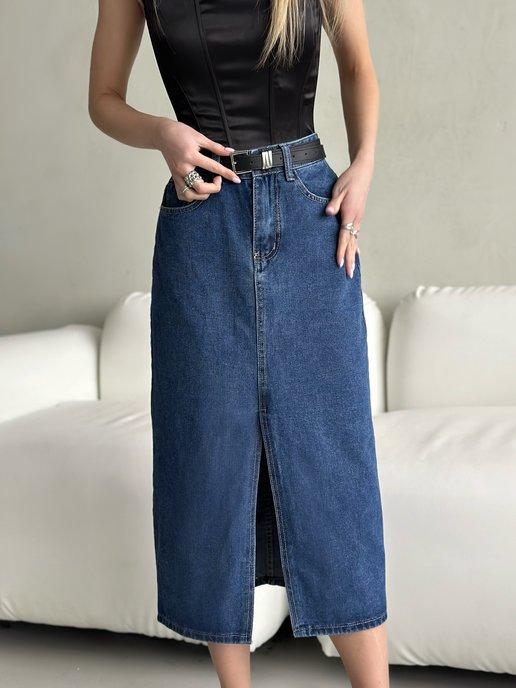 MUNIRA | Юбка джинсовая миди