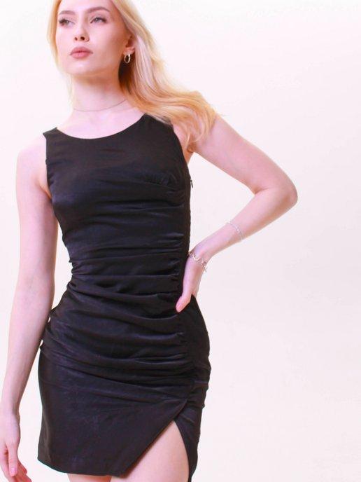 ЗАЯ | Платье мини черное с разрезом