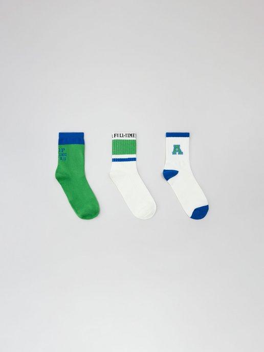 Носки для мальчиков высокие набор из двух пар зеленые