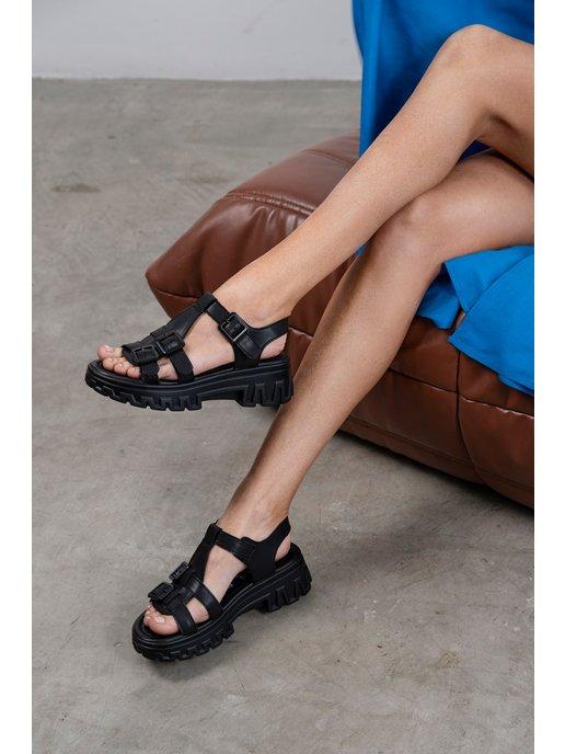 Летние босоножки на платформе кожаные сандалии Баден