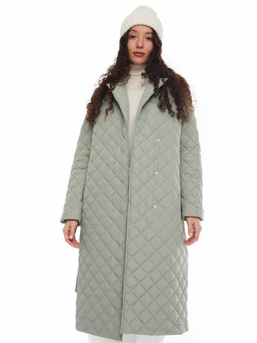 Женское утеплённое пальто с поясом