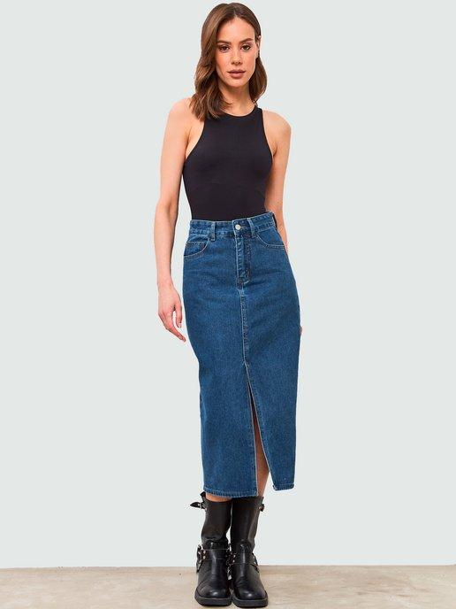WeOverly | Юбка джинсовая с разрезом спереди