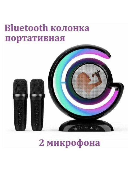 Беспроводная Bluetooth караоке колонка с 2 микрофонами