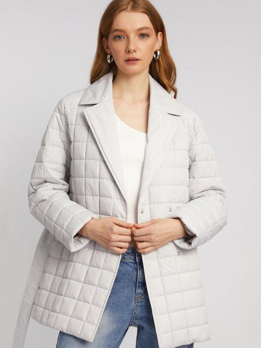 Женская куртка-пальто с поясом синтепон