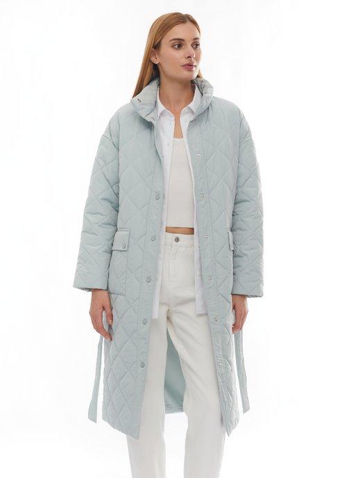 Женское утеплённое пальто с поясом