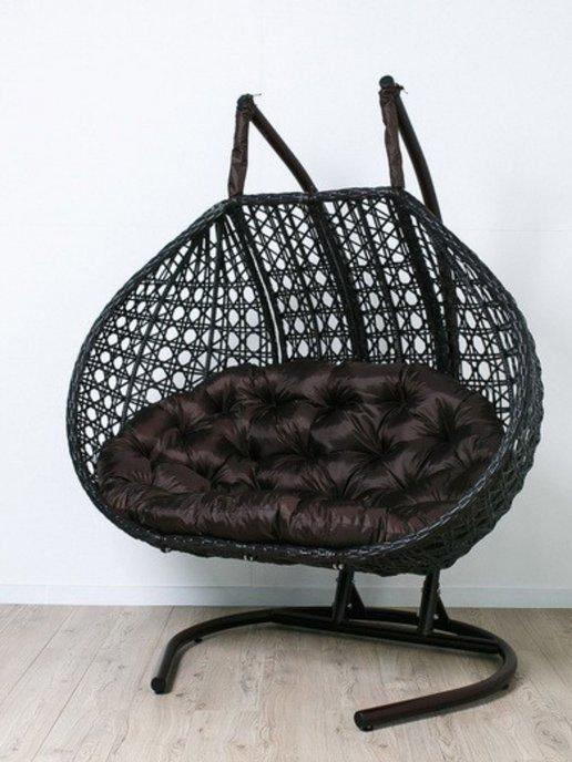 Подвесное кресло Трехместное Ромбики с коричневой подушкой
