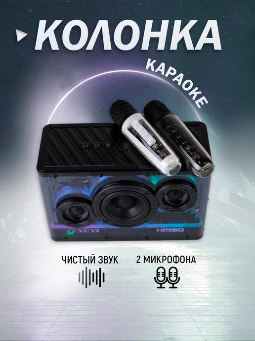 Портативная караоке колонка с двумя микрофонами