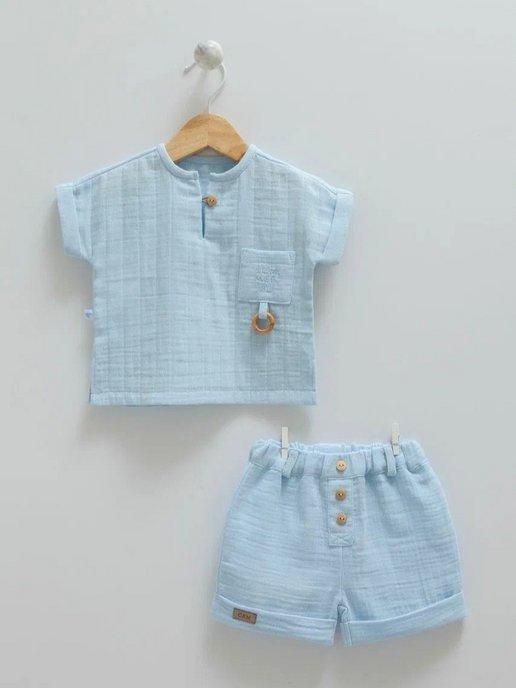 Костюм для малышей из муслина летний рубашка и шорты