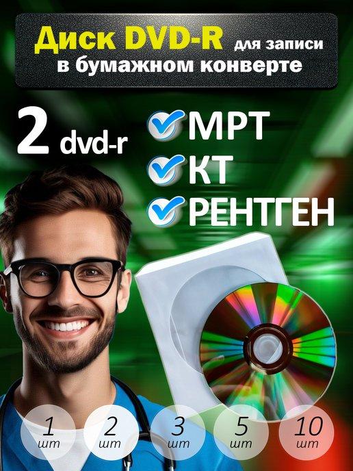 Диски DVD-R для записи в бумажном конверте, 2 шт