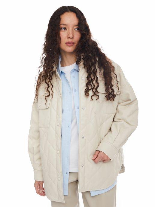 Женская куртка-рубашка экокожа синтепон