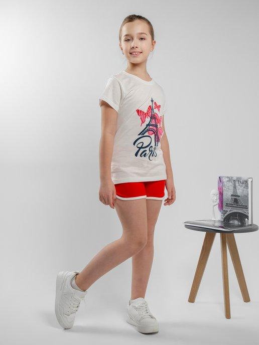 Костюм летний спортивный с шортами и футболкой для девочки
