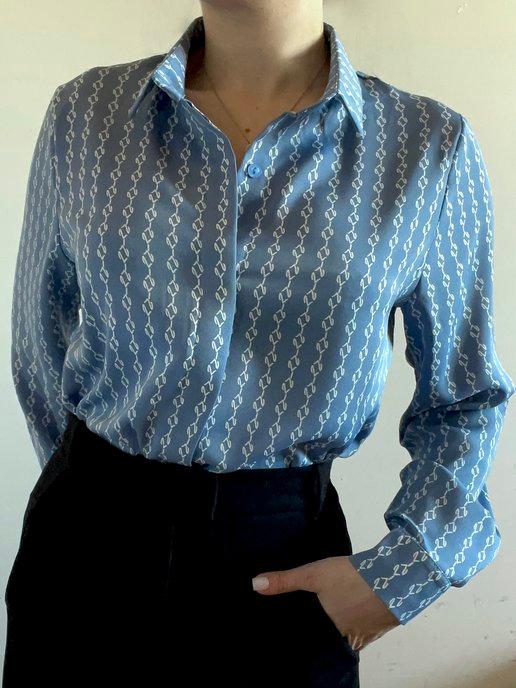 Блузка женская нарядная офисная рубашка с длинным рукавом
