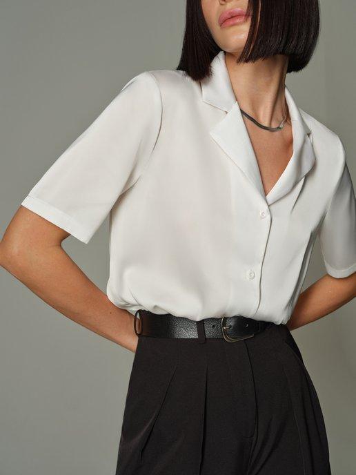 Блузка шелковая с коротким рукавом