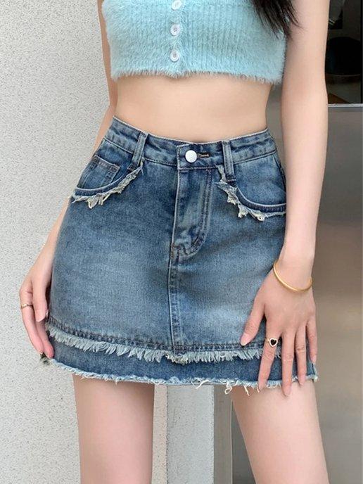 NotSad | Мини юбка шорты джинсовая с потертостями coquette