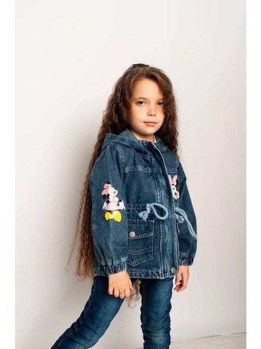 Джинсовка микки маус для девочки, куртка джинсовая детская