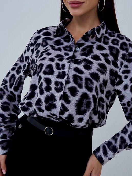 Блузка женская офисная нарядная леопард рубашка