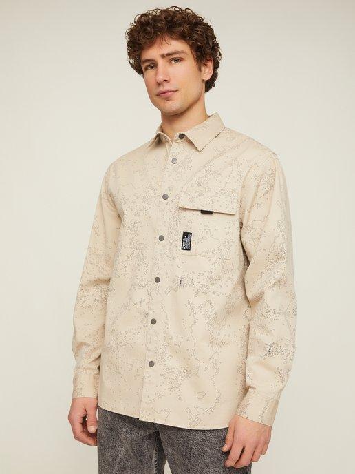 Мужская куртка-рубашка из хлопка принт