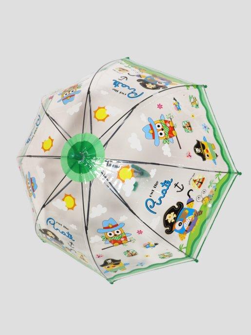 Зонт-трость для детей прозрачный детский со свистком