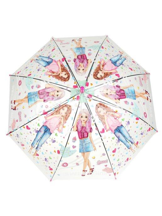 Зонт детский для девочек топ модели со свистком прозрачный
