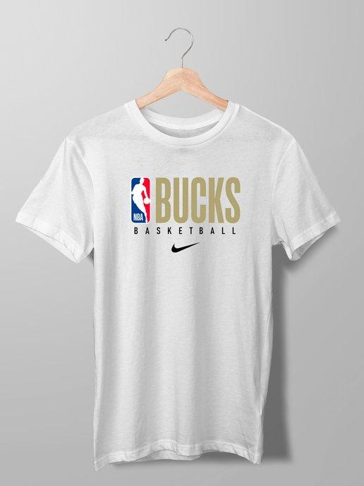 Футболка с надписью bucks nba найк