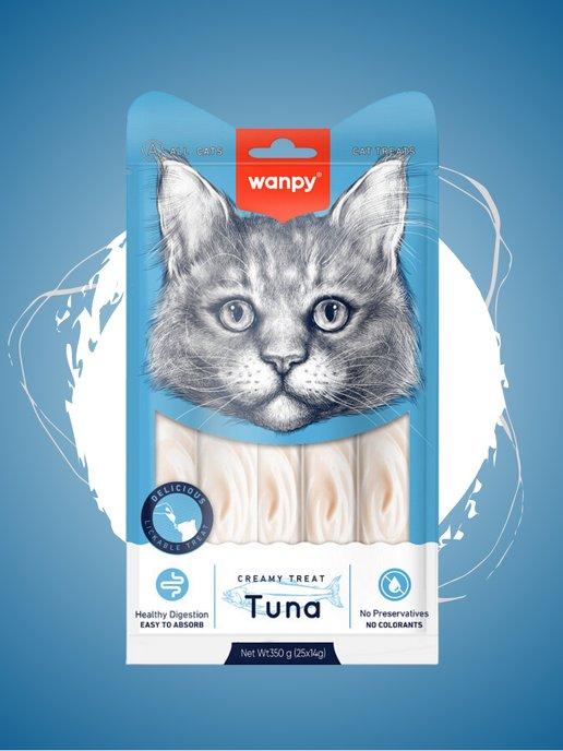 Wanpy | Лакомство для кошек пюре из тунца 25 шт х 14 г