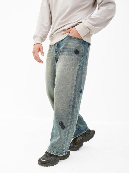 Широкие джинсы трубы прямые y2k брюки багги
