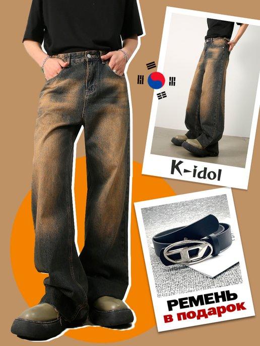 K-idol | Джинсы багги sk8 широкие прямые трубы y2k