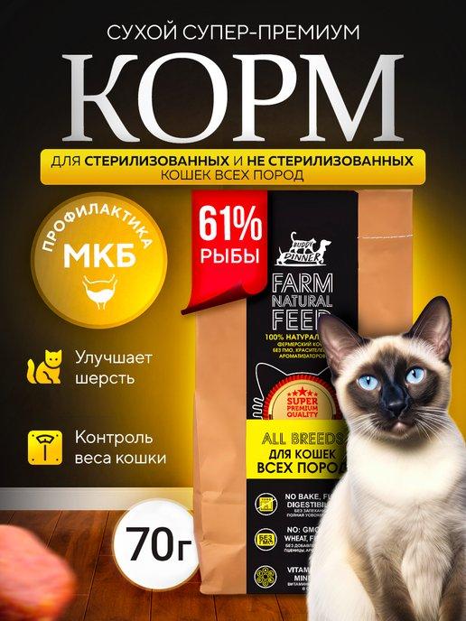 Сухой корм для кошек с лососем 70 г