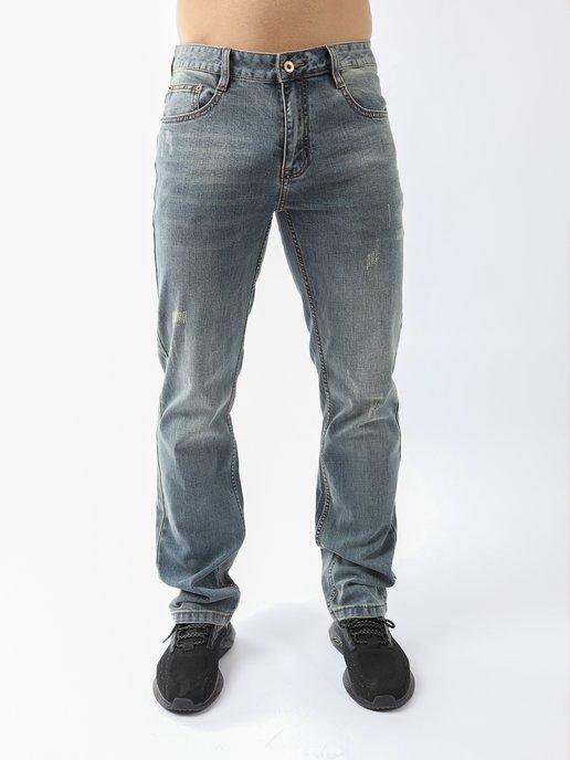 джинсы прямые классические с потёртостями