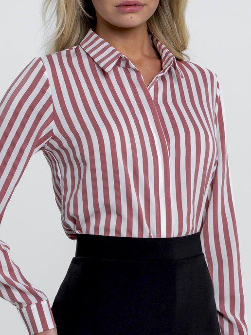 Блузка женская офисная рубашка в полоску нарядная
