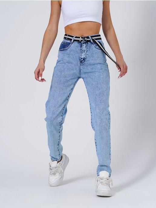 Укороченные джинсы с высокой посадкой с ремнем