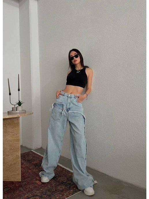 Джинсы FAF широкие багги оверсайз трубы y2k baggy jeans