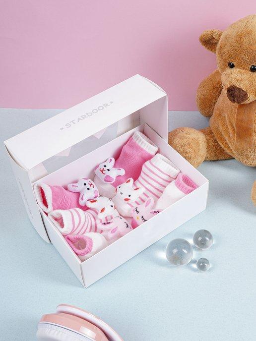 Носки - пинетки с игрушкой для новорожденных малышей