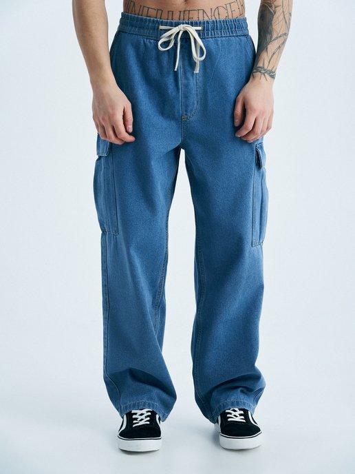 Широкие джинсы карго с боковыми карманами