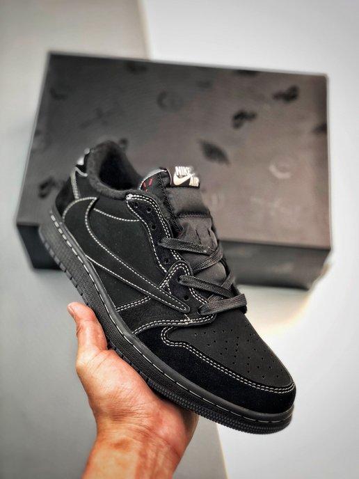 Кроссовки Air Jordan 1 Low Black Phantom кеды Трэвис Скотт