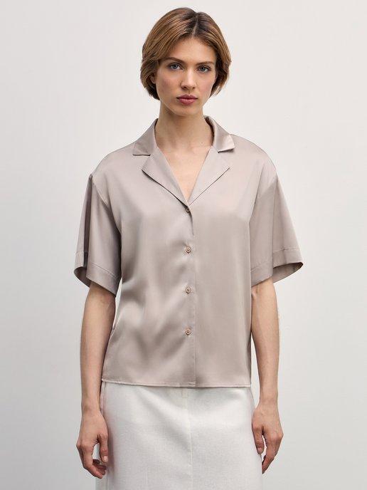 Блузка атласная с коротким рукавом в офис