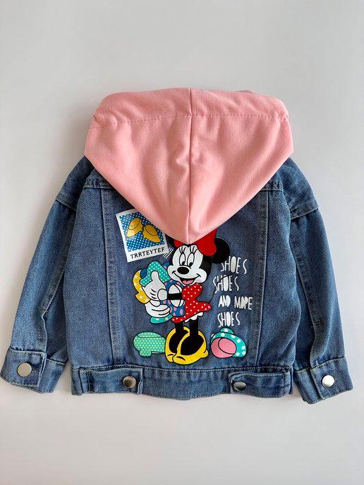 Куртка джинсовая детская для девочки с капюшоном